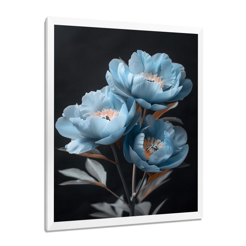 Robledo - pivoines, art mural, salon, Cadre blanc, H 24 po x l 32 po