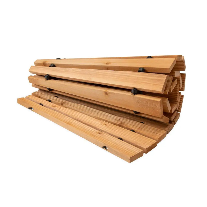 4'L Roll-Out Curved Hardwood Pathway, Brown, 17.75" W x 48" D