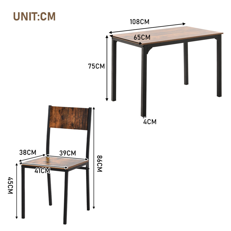 Ingiburgh 2 - Person Dining Set, Brown, Brown, 108cm L x 65cm W x 75cm H