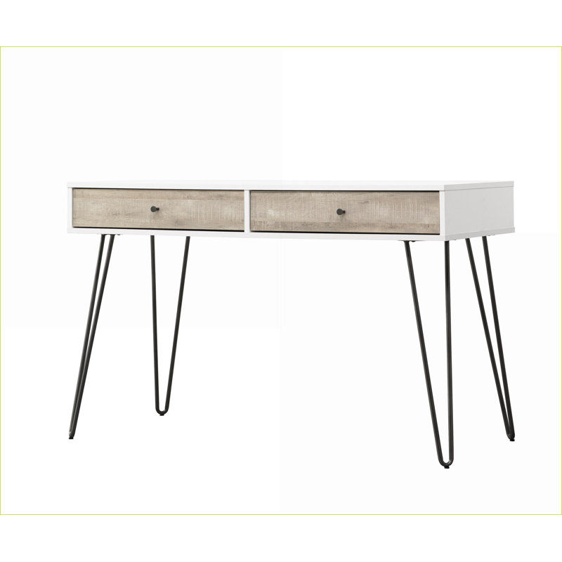 Bureaux avec 2 tiroirs de rangement, conception ouverte industrielle, peu encombrante | Taupe | Bois aggloméré + métal