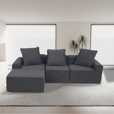 Ensemble de canapé modulaire convertible Boneless avec tissu en microfibre, mousse sécuritaire et housses faciles à nettoyer pour une vie moderne