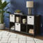 Armoire de rangement à grande capacité à 8 compartiments avec base en métal et couleur espresso rétro.-44736235-44736229