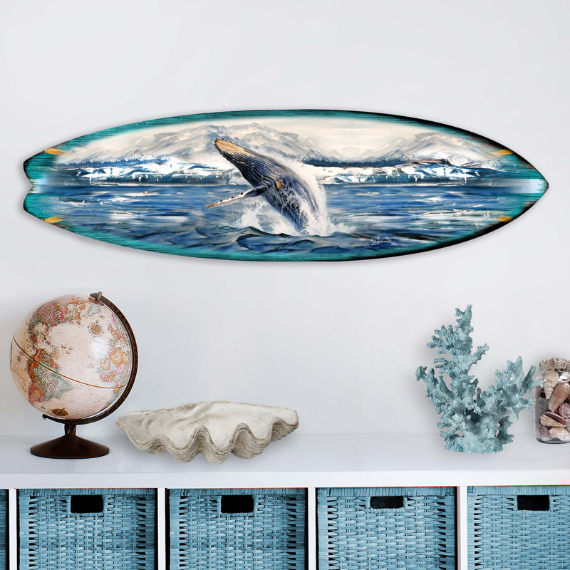 Décoration murale planche de surf, H 13,5 po x l 48 po x P 1 po