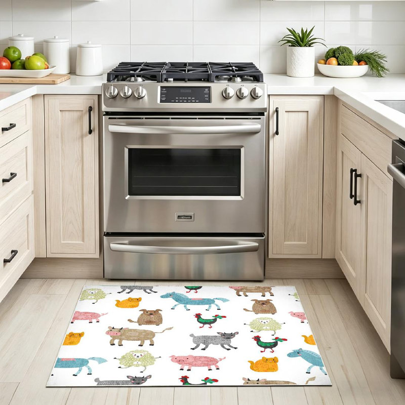Tapis d'intérieur blanc lavable en machine, Rectangle 32 po x 47 po
