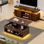 Table basse à plateau relevable Chappa avec bande lumineuse à DEL RVB, compartiment caché et tablette ouverte-1128652827