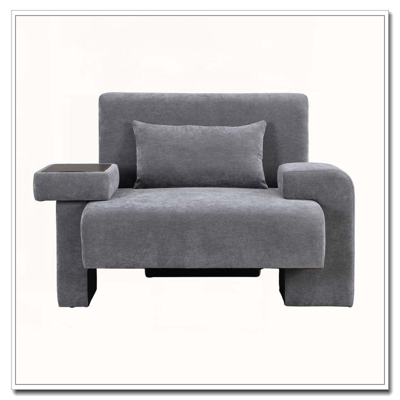 Fauteuil rembourré de 48 po de largeur avec coussin, Gris