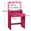 Bureau de meuble-lavabo rose avec 11 lumières de style ampoule, miroir, 2 tiroirs spacieux, 3 modes d'éclairage pour l'éclairage de la coiffeuse de chambre à coucher, configuration-130041074