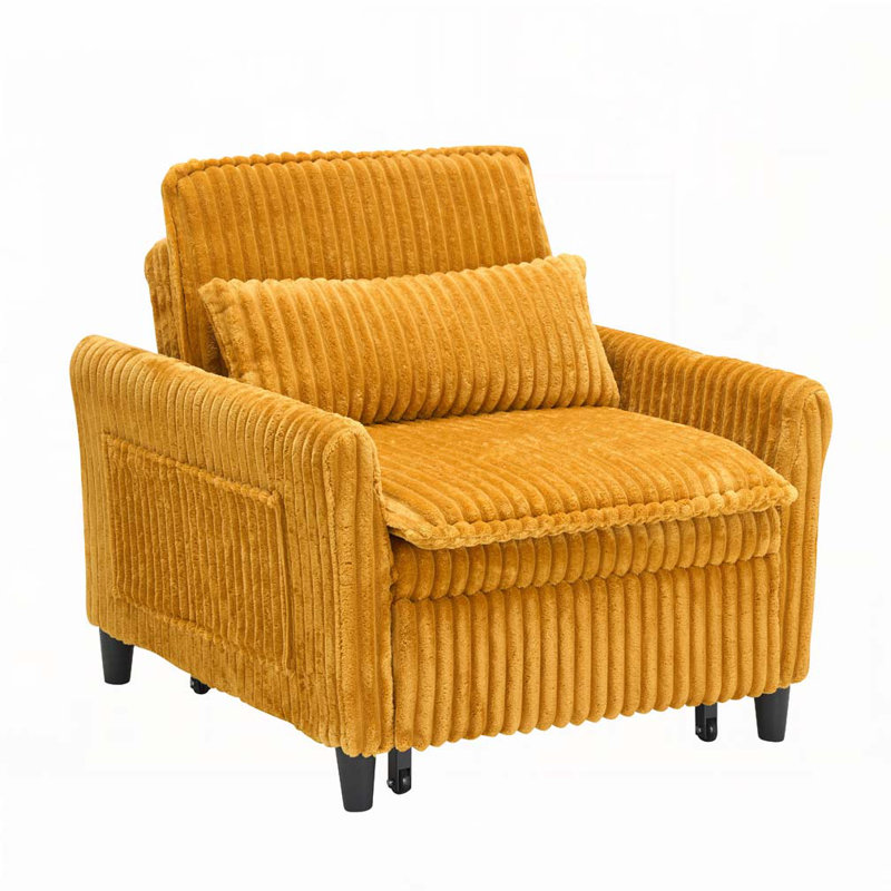 Fauteuil club en velours côtelé, Jaune