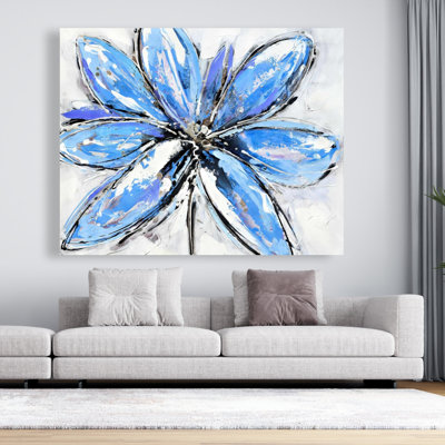 Toile fleur bleue - superbe art floral bleu