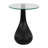 Sculptural Round Glass Accent Table with Curved Cement Base for Living Room - Narrow Modern Top Side End Table for Corner Nook - 22", Black