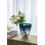 Vase en verre noir 9,3 x 4,7 x 9,3 po avec bordure dorée