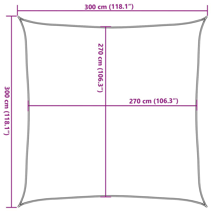 Pesotum Square Shade Sail, 3m x 3m, Red