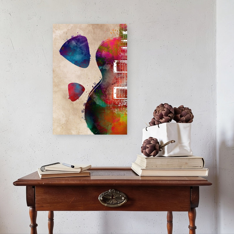 Vibrant, guitare, art abstrait contemporain, art mural, 24" H x 16" W