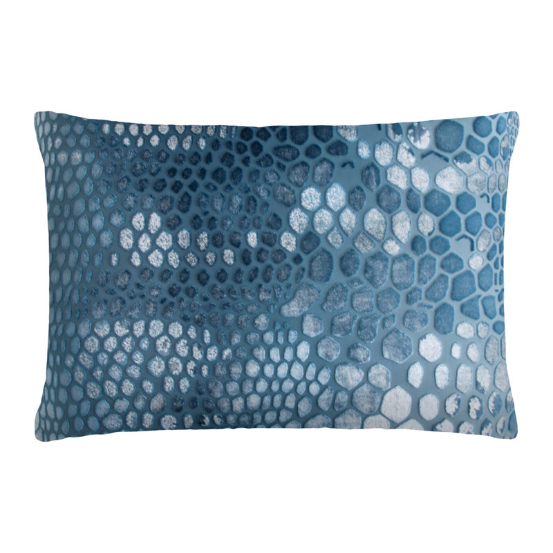 Lumbar Velvet Pillow Cover & Insert, 14"H x 20"W, Denim