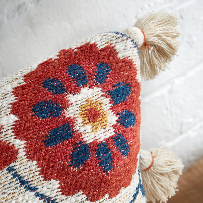 Raya Tassel Cotton Cushion Cover Cushion, Red
