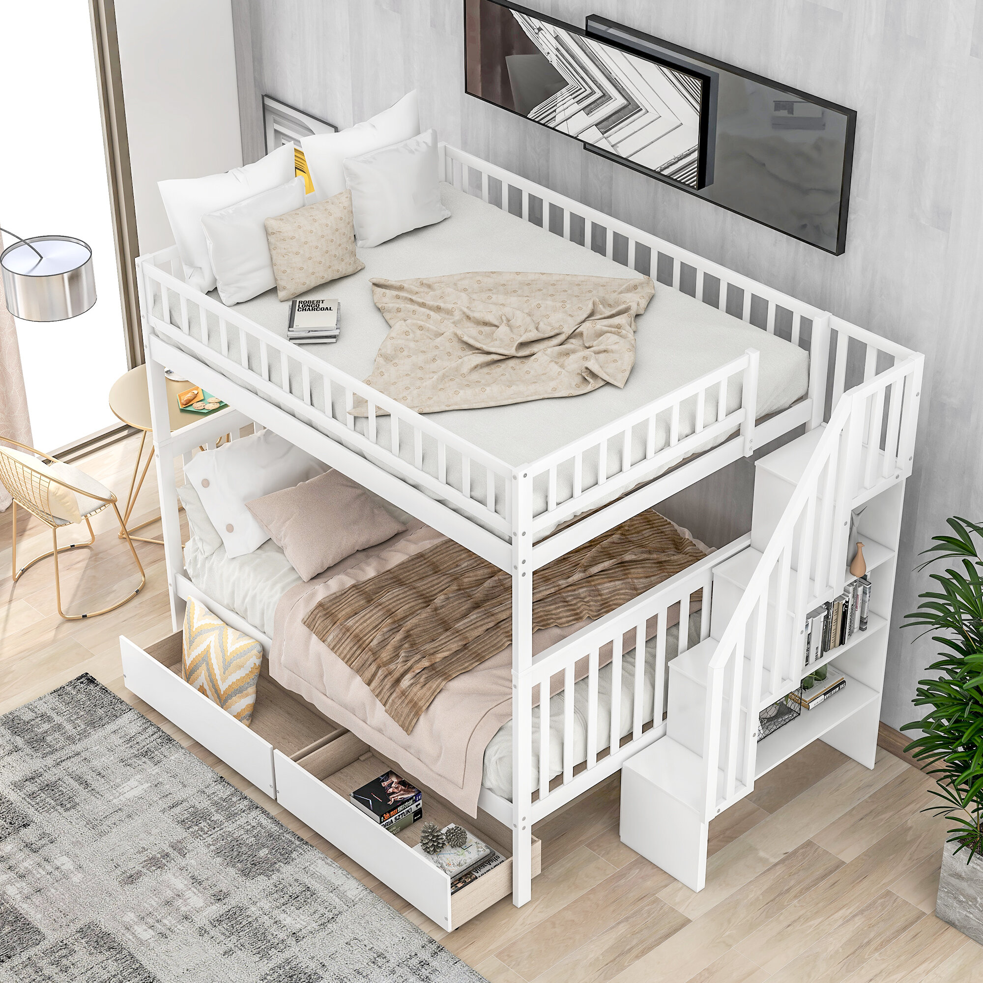 Sand & Stable Baby & Kids Northwest Kids Bunk Bed with Drawers ...