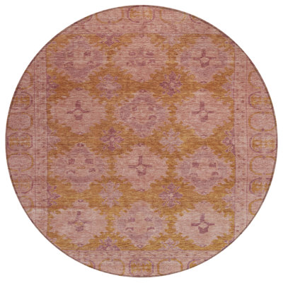 Machine Washable Indoor/Outdoor Xhevrie Blush Rug
