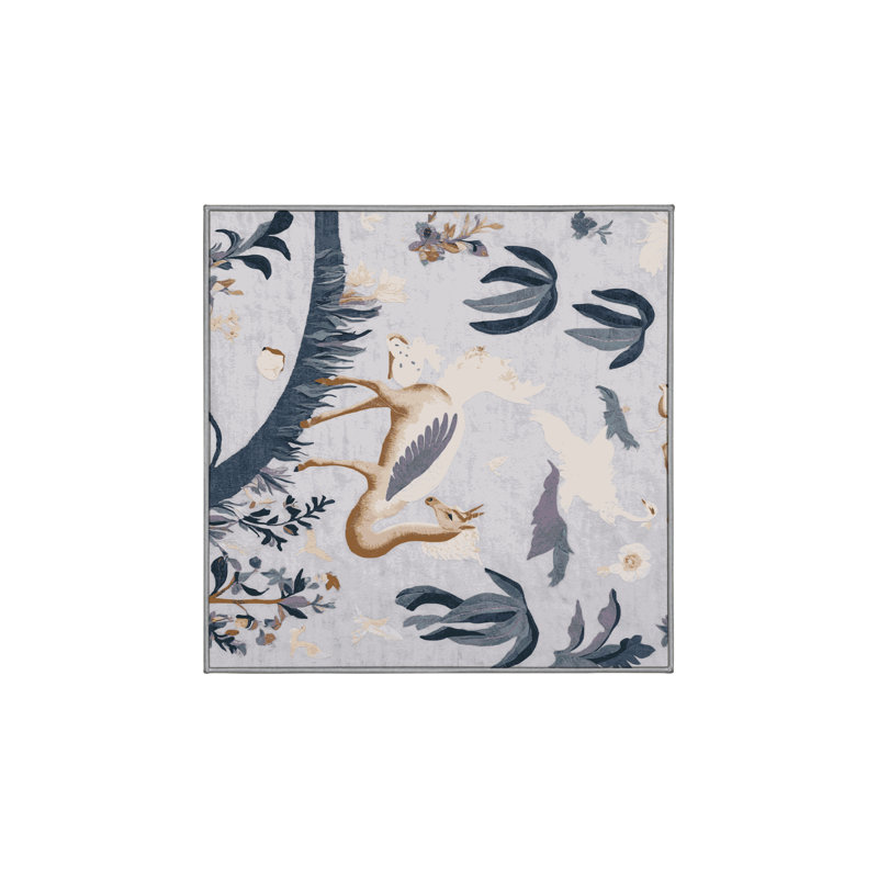 Tapis beige lavable à la machine, Carré 8 pi