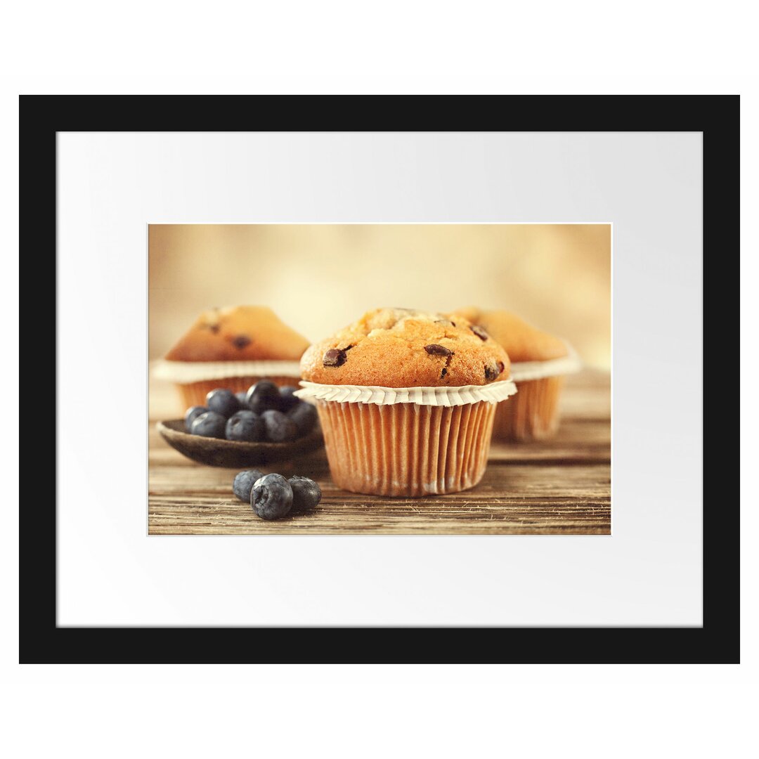 Gerahmtes Poster Muffins mit Blaubeeren