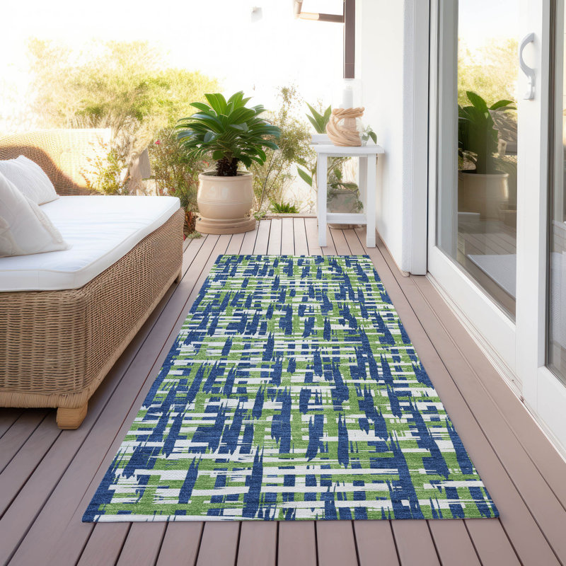 Tapis intérieur / extérieur bleu Zarifa , 2'3" x 7'6"