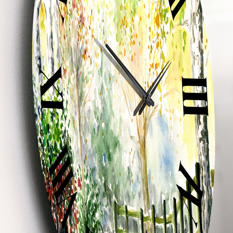 Paysage d'automne en campagne dans l'après-midi - Horloge murale traditionnelle, Moyen