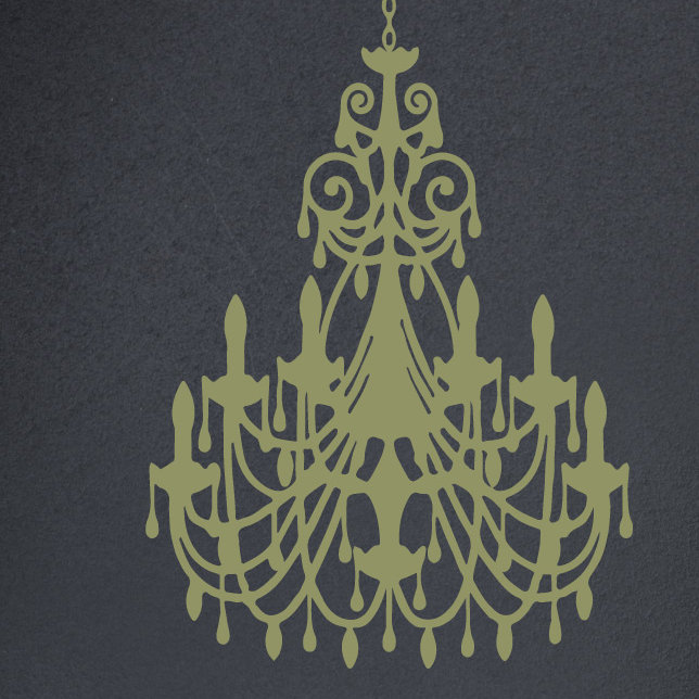 Décalcomanie murale lustre ornée, H 24 po x l 16 po x P 0,01 po, Olive