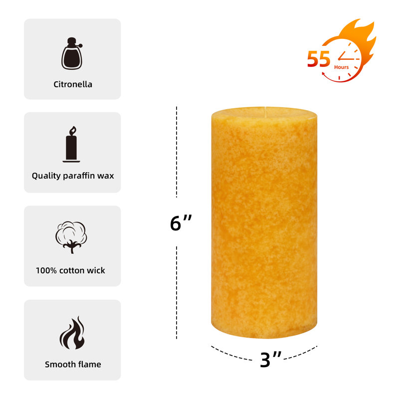 Scented Pillar Candle, 6" H x 3" W x 3" D