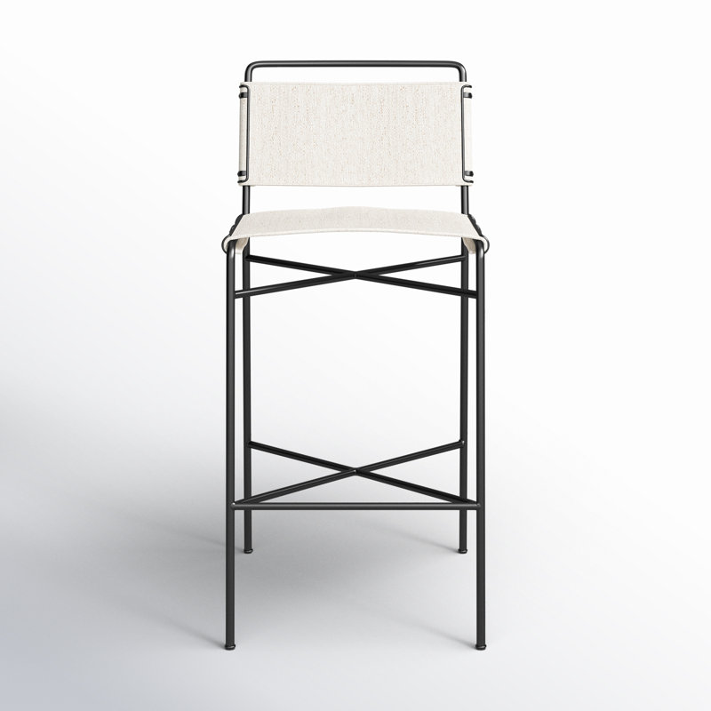 Kenza Counter Stool, Bar Stool (30” Seat Height), Black, Vegan Leather-Black
