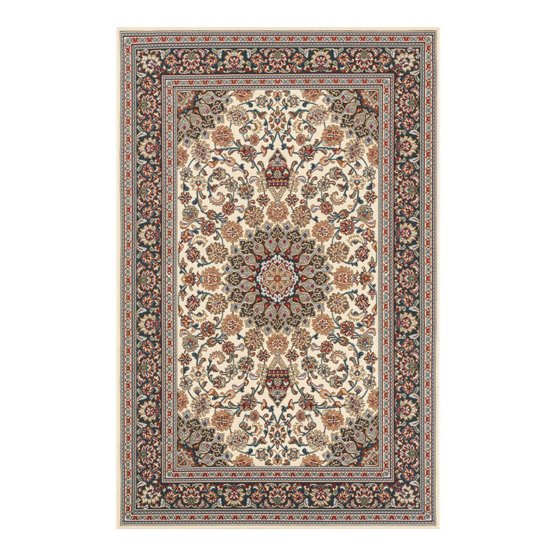 Tapis intérieur / extérieur en polypropylène tissé à la machine en brun / beige Oriental Machinee, Rectangle 5 pi 3 po x 8 pi