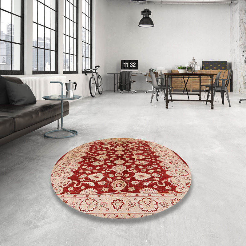 Tapis beige / rouge Besly, Rond 4 pi