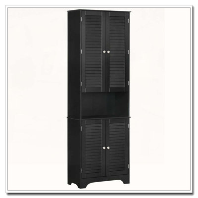 Tall Narrow Bathroom Storage Cabinet with Doors Adjustable Shelf Countertop