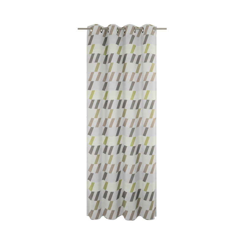 Lopez Room Darkening Curtain Single Panel, 132cm Width x 145cm Drop, Green/Dark grey/Beige