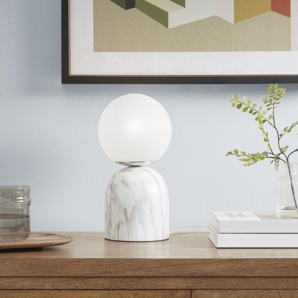 Ivy Bronx Chakotay Frosted Glass Globe Resin Table Lamp & Reviews | Wayfair