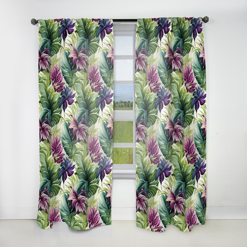 Palmier enchanteur motif tropical II - Rideau tropical - Velours obscurcissant - 1 panneau, L 52 po x L 95 po