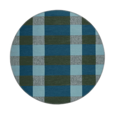 Tapis d'intérieur et d'extérieur à carreaux bleu
