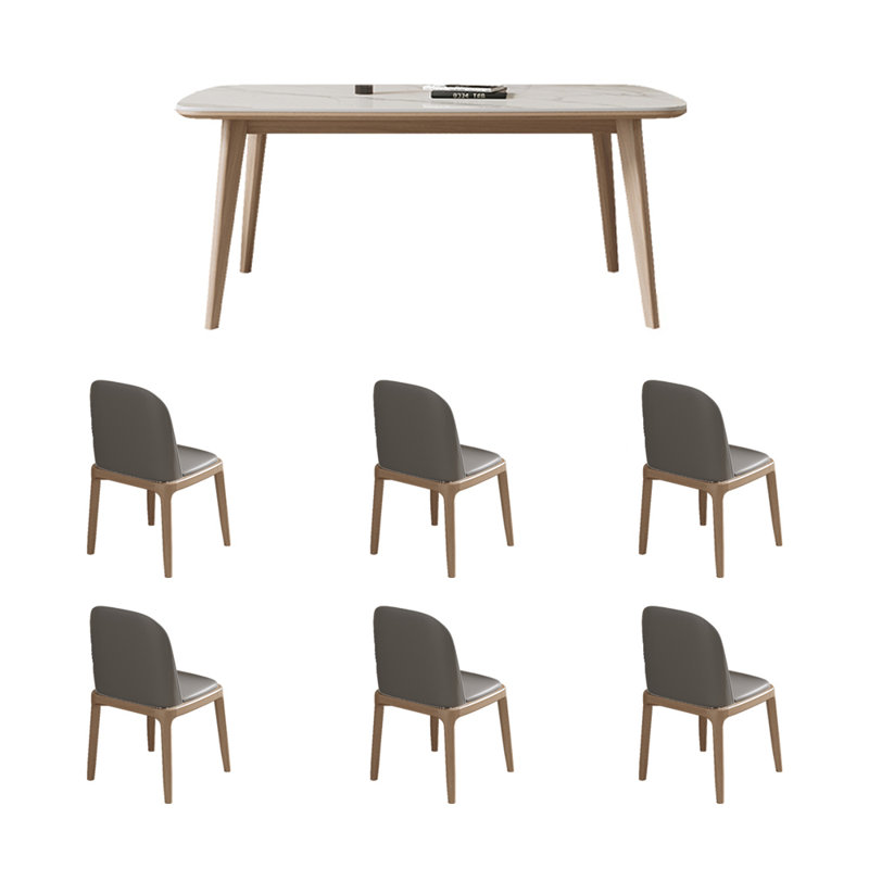 Ensemble de salle à manger contemporain en chêne avec chaises, H 29,52 po x L 55,11 po x l 31,49 po