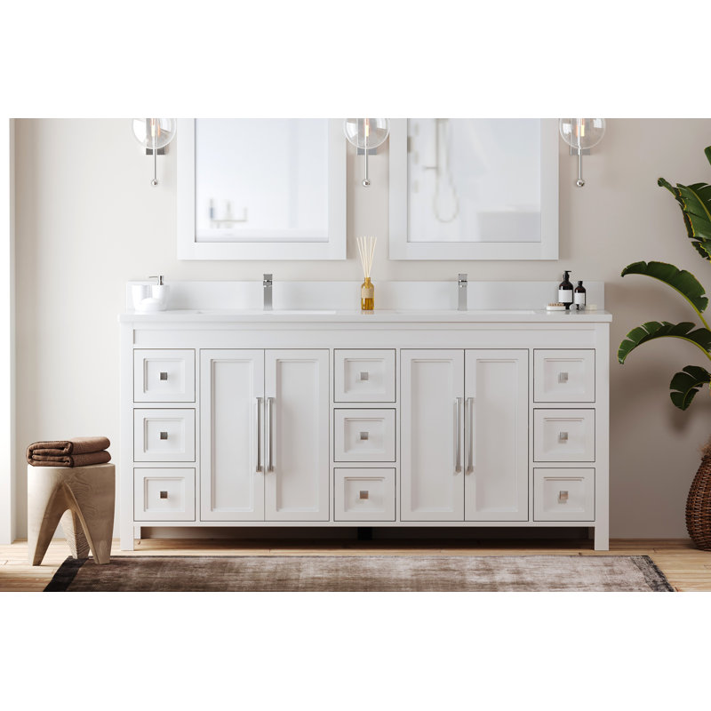 Meuble-lavabo Belluno 75 po Merelus, Blanc