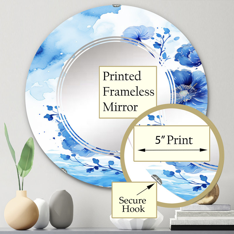 Merius - Miroir mural floral rond, 24 po x 24 po