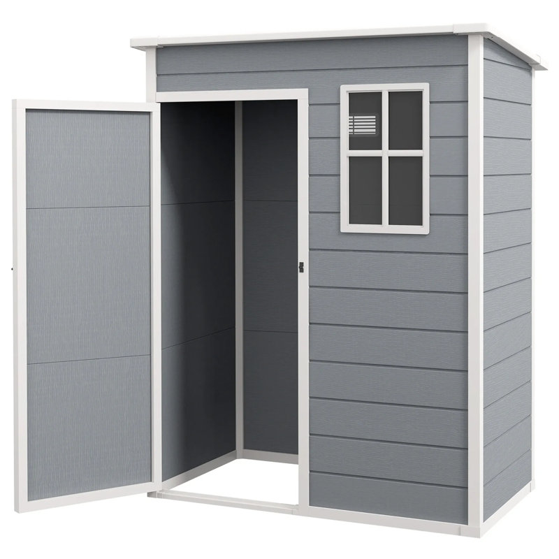 Lockable Sheds With Storage, 5 X 3 Ft Steel Resin Modern Outdoor Shed