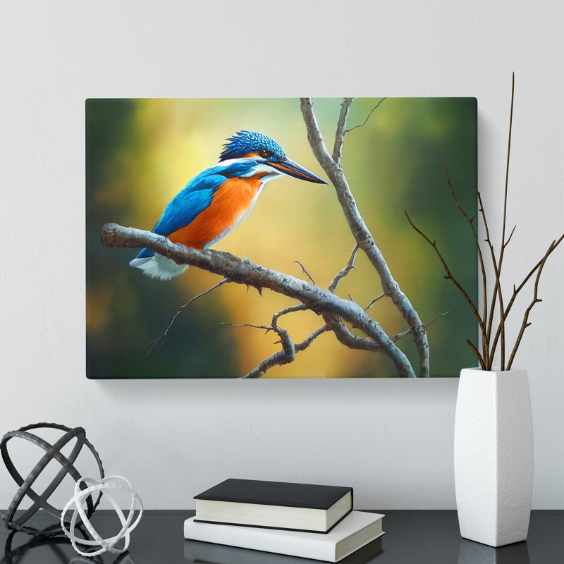Cool Kingfisher Bird - Wrapped Canvas, 40cm H x 60cm W x 3cm D