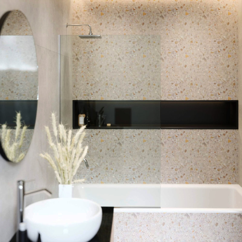 30'' W X 58'' H Slab Semi-Frameless Tub Door, Chrome