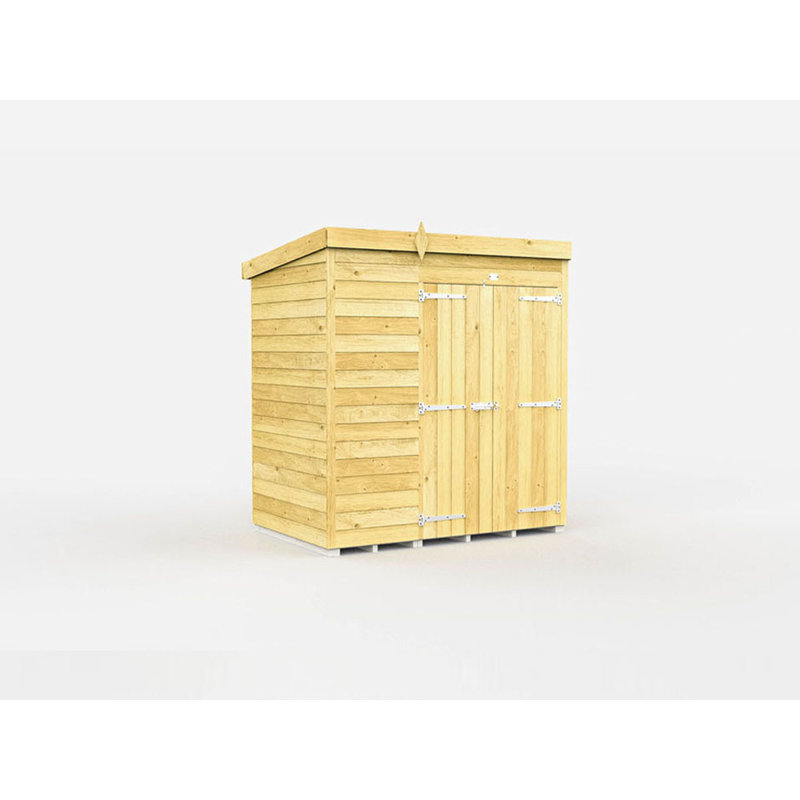 4ft x 6ft Pent Shed - Double Door without Windows
