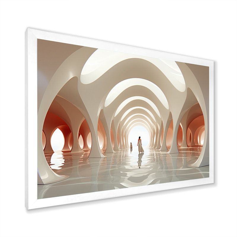 White Tunnel Contemporary Path, reproduction d'art sur toile, H 12 po x l 20 po x P 1 po, Cadre simple blanc