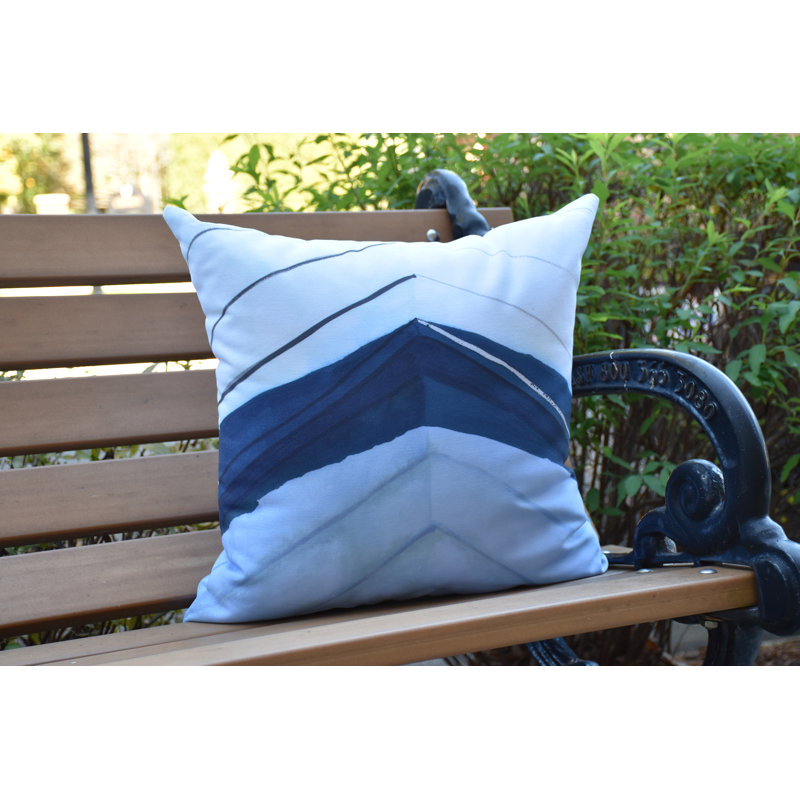 Nantucket Boat Bow Center Print Outdoor Square Pillow Cover & Insert, 16" x 16", Blue