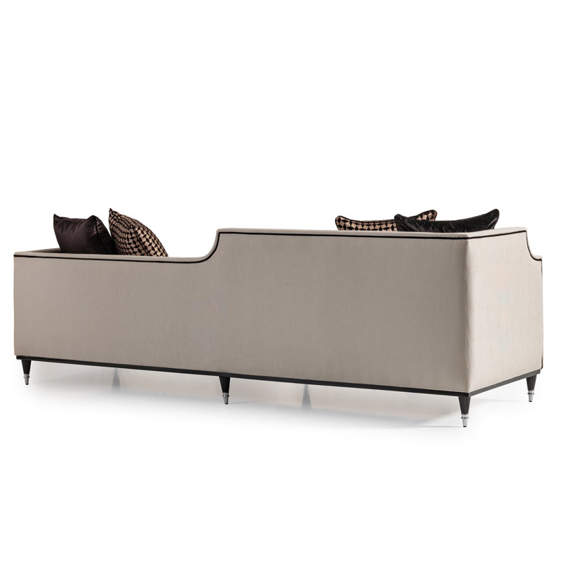 La Francaise 105'' Square Arm Sofa, Cream Polyester Blend