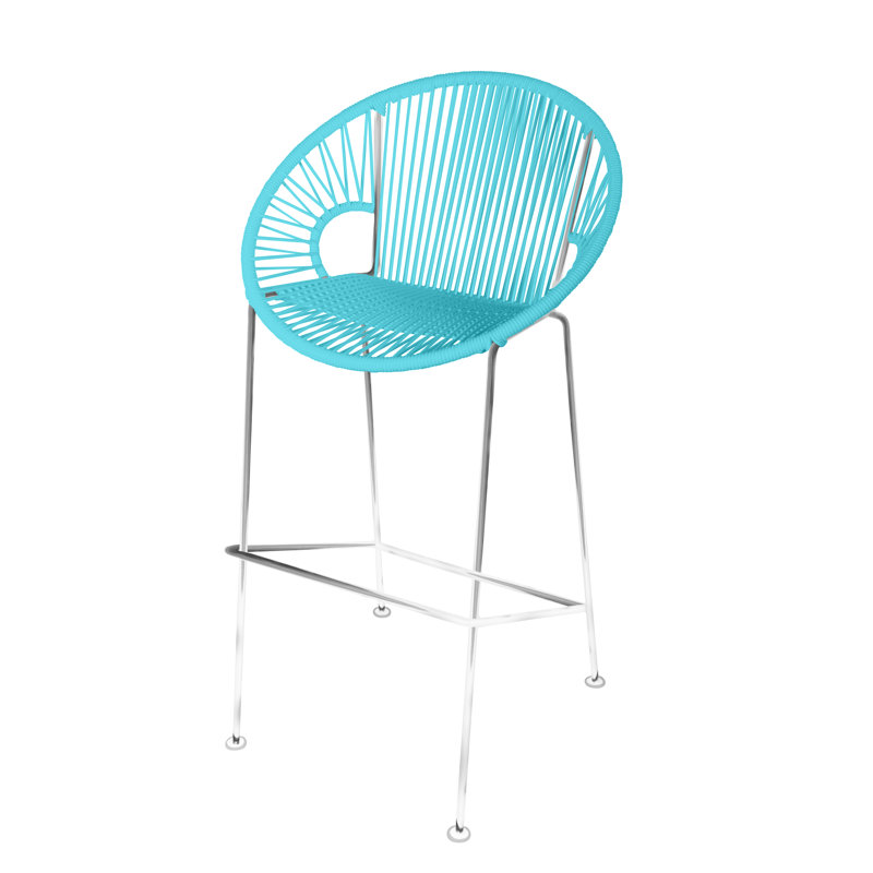Tabouret 31 ", bleu, Chrome