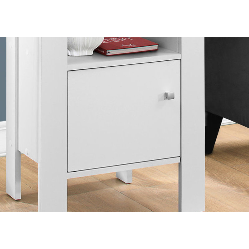 Table d'appoint, côté, bout, table de chevet, lampe, rangement, salon, chambre à coucher, stratifié blanc, transitionnel