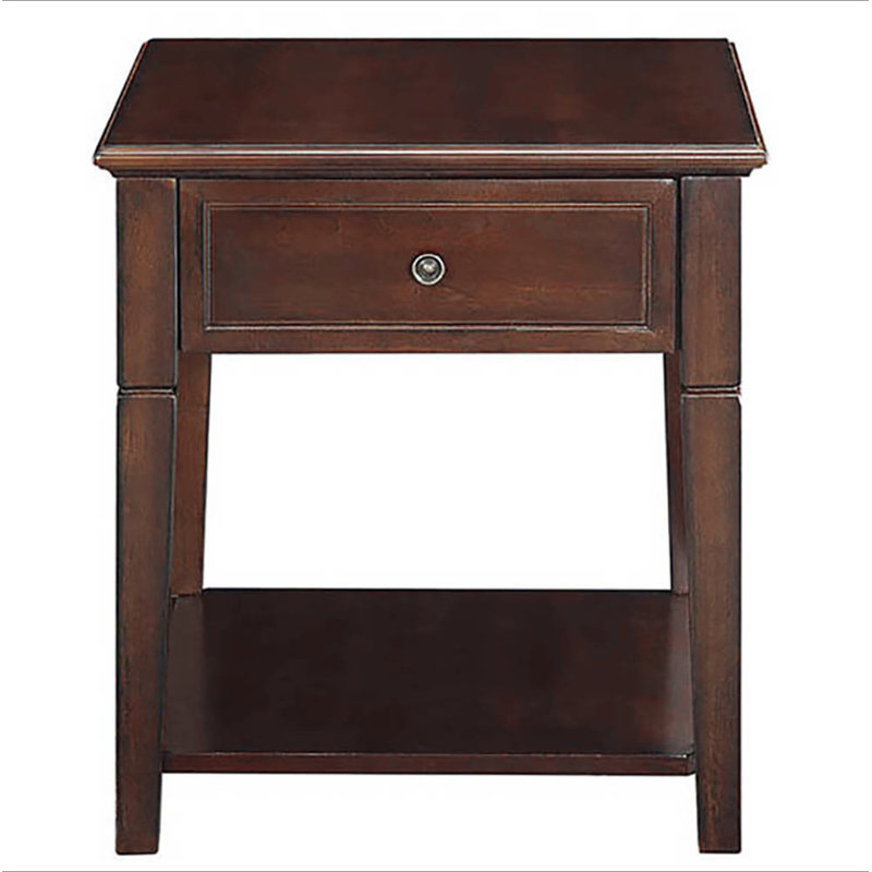 Table de bout en noyer avec tablette inférieure