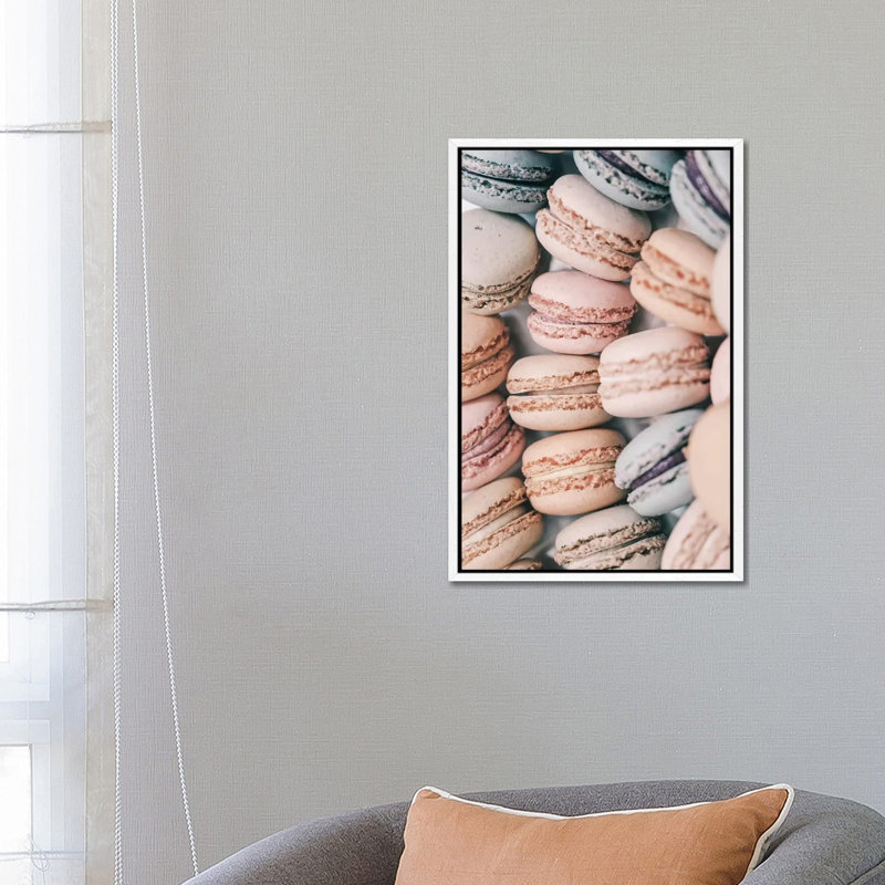 Pastel Macarons 1 Piece Floater Frame Wall Art on Canvas, White