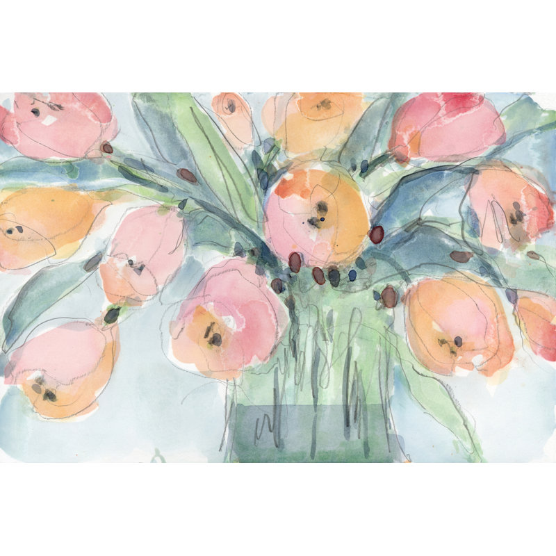 Tulip Bouquet IV - Wrapped Canvas Painting, 20cm H x 30cm W, Wrapped Canvas